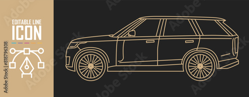 Car icon, side view. Editable move.