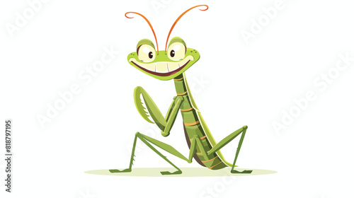 European praying mantis cute funny insect with happy