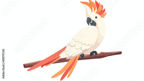 Exotic cockatoo sitting on perch. Cute tropical parro photo