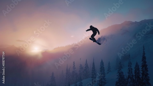 A person snowboarding through the air