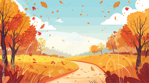 Fall nature landscape. Autumn panorama rural scenery