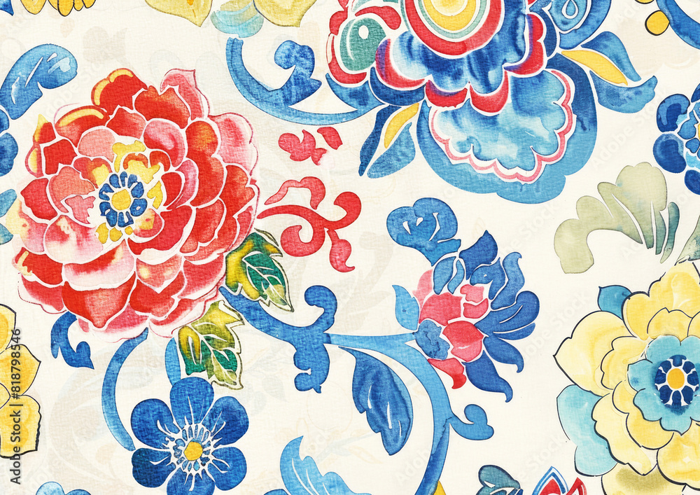 Obraz premium traditional asian art of flowers in chinese and zen mood watercolor painting style