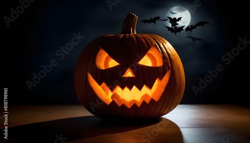 Create an image of a halloween pumpkin carved into