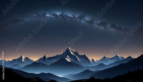 A mountain range outlined against a star filled ni upscaled_4 1