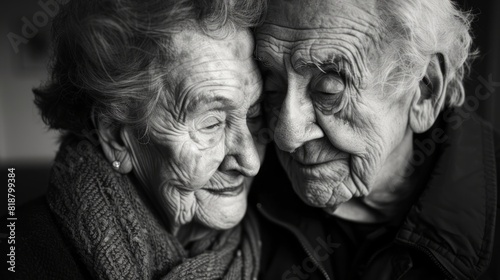 A heartwarming photo of an elderly couple gazing lovingly into each other's eyes, representing enduring love and companionship for Valentine's Day or other romantic occasions.