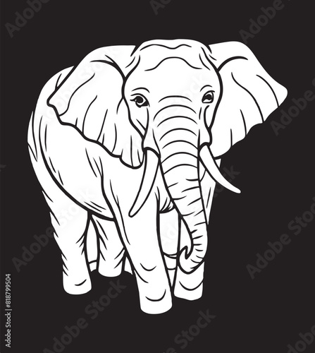 elephant cartoon illustration linear art