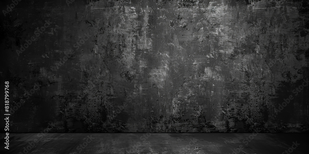 empty dark room background, dark concrete wall and floor background ...