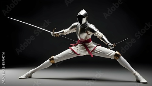 A duelists epee with a slender blade poised for upscaled_4 photo