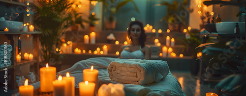 Woman enjoying a day of care at a spa getting a massage and facial cleansing  summer concept vacation concept holidays