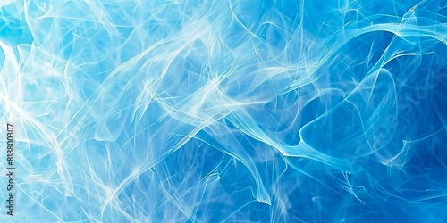 A blue abstract background with white smoke.