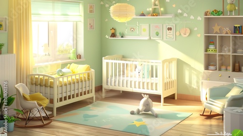 baby room isometric interior home design. an illustration in 3d © nurionstudio