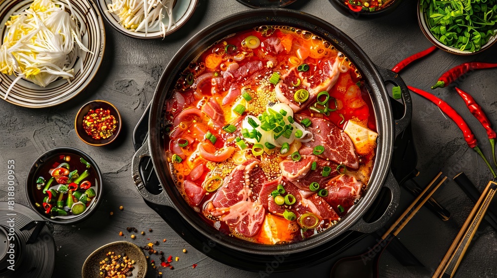 A bowl of soup with meat and vegetables. A bowl of soup with meat and vegetables.