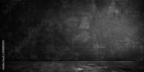Fototapeta Naklejka Na Ścianę i Meble -  empty dark room background, dark concrete wall and floor background, black studio room background for product display