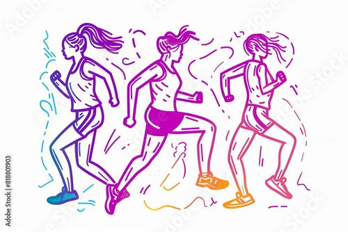 energetic fitness workout illustration line art design