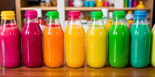 close up of colorful bottles