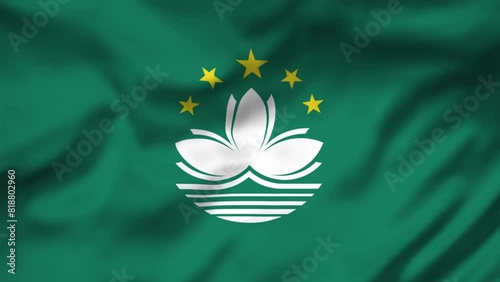 Macau Flag waving in the wind, National Flag background video, High Speed Full HD 4K