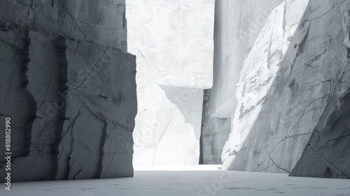 This image shows a marble quarry scene with high resolution textures of marble walls, conveying a sense of purity and grandeur