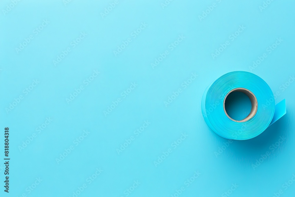 Bright blue roll of adhesive tape on a vibrant background Bright blue roll of adhesive tape on a vibrant background