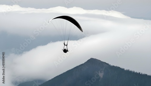 A mountain peak with a hang glider soaring through upscaled_2