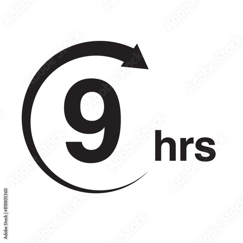 9 hours arrow timer icon vector illustration eps