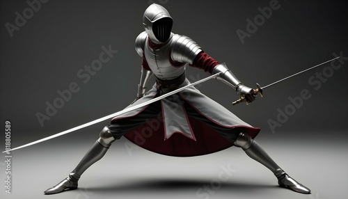 A duelists epee with a slender blade poised for upscaled_6 photo