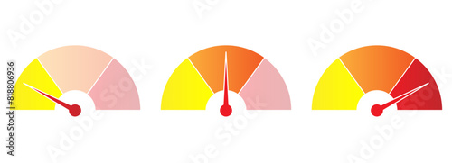 Set of Colour Speedometer. Speedtest. Stock Vector.	
