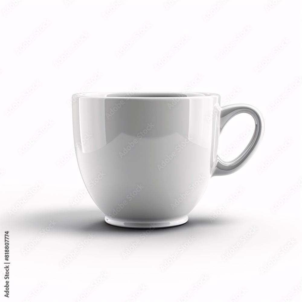 a white cup with a handle on a white background a white cup with a handle on a white background