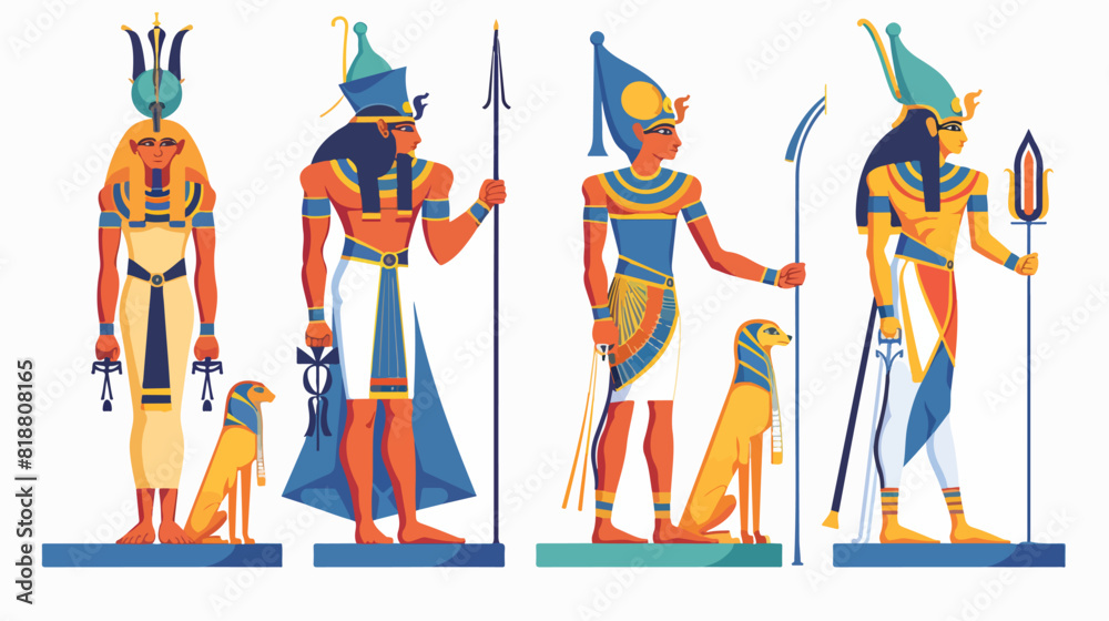 Four of Egyptian gods and goddesses. Deities of Ancient vector de Stock ...