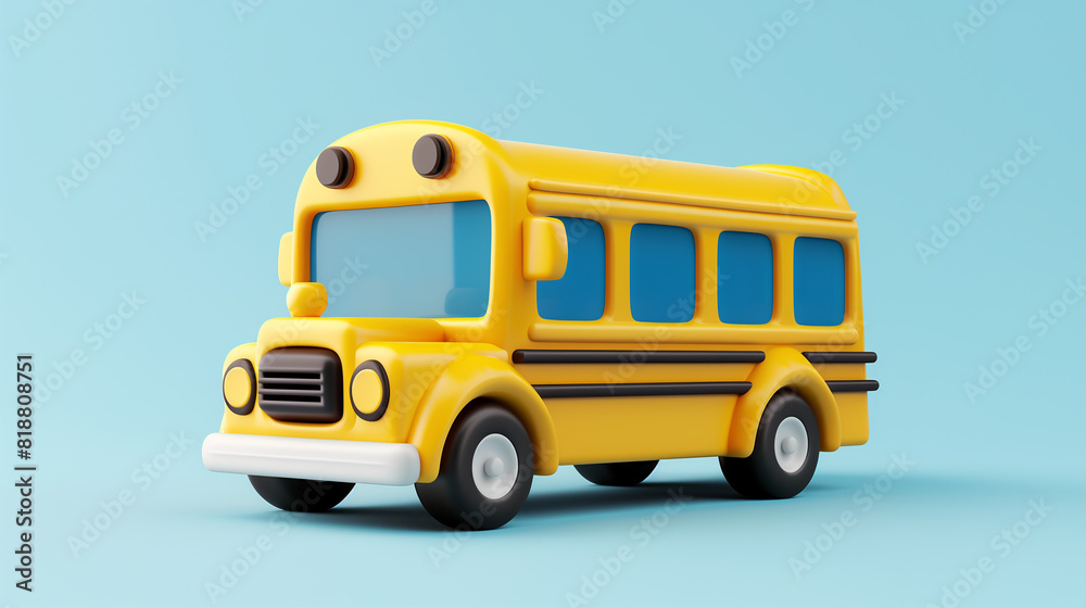 Cute minimalistic retro yellow school bus 3d render illustration. vehicle on isolated background. Cute minimalistic retro yellow school bus 3d render illustration. vehicle on isolated background.