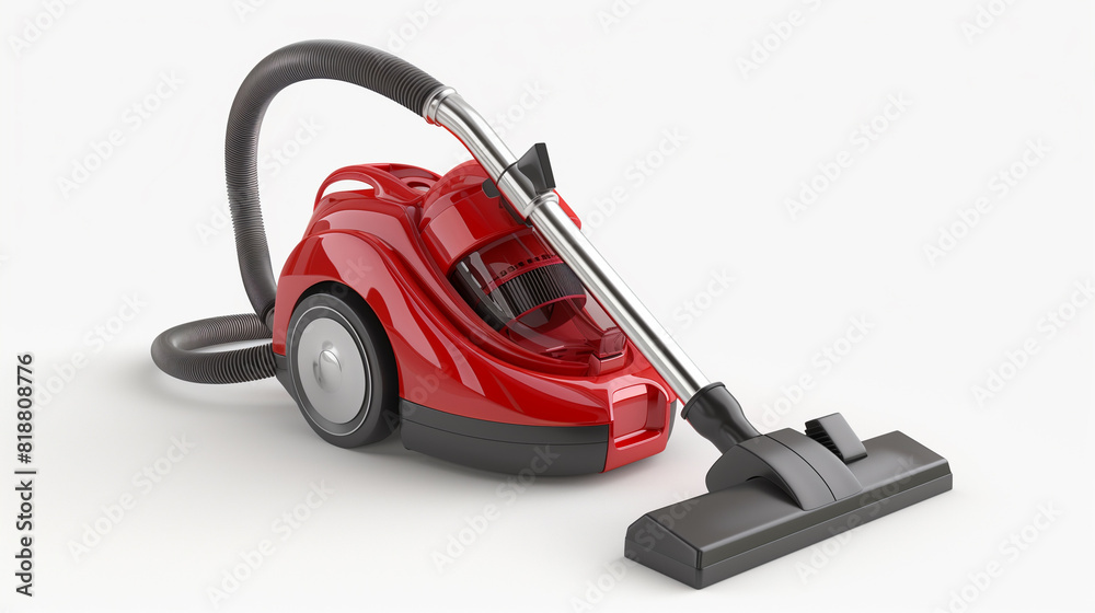 Red vacuum cleaner isolated on white background. 3d illustration. Red vacuum cleaner isolated on white background. 3d illustration.