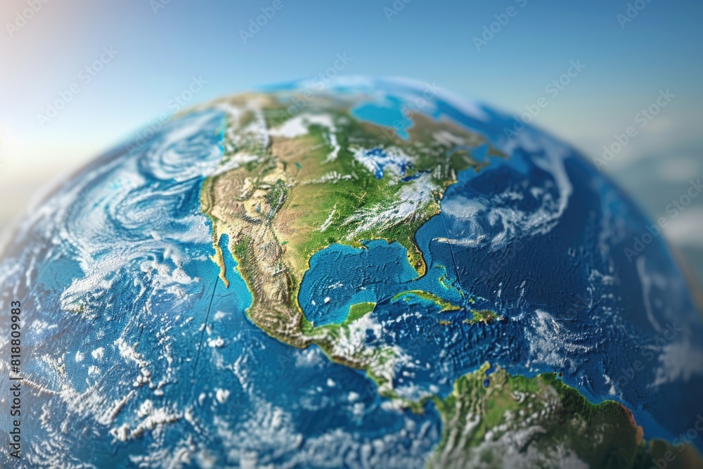 Fototapeta premium Abstract globe focusing on North America illustration.