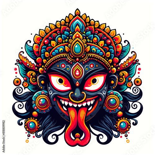 Kali mata vectro art illustration on isolated white background 