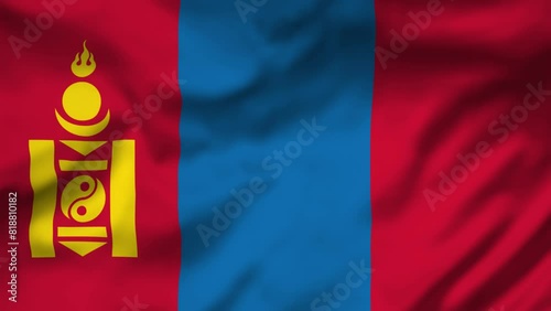 Mongolia Flag waving in the wind, National Flag background video, High Speed Full HD 4K