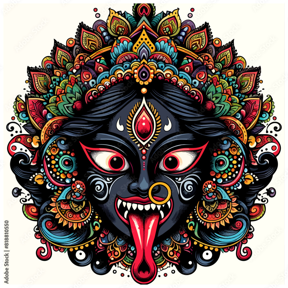 Kali mata face vector art 