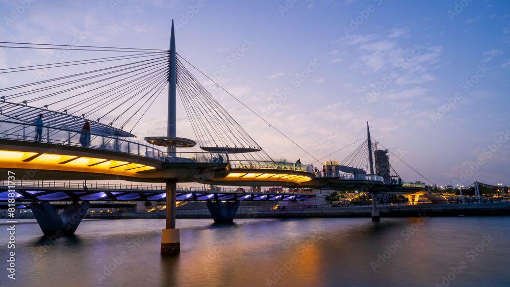 Obraz premium Lusail Pedestrian Bridge at Qetaifan Island of lusail city.