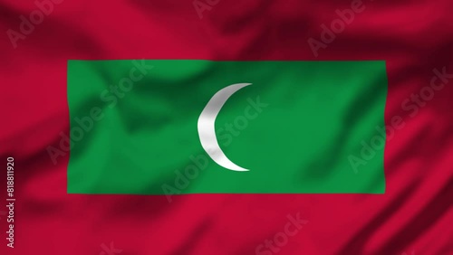 Maldives Flag waving in the wind, National Flag background video, High Speed Full HD 4K
