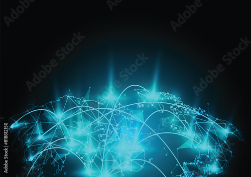 Best Internet Concept of global business from earth globe with space for text, A global signal connection technology with blue signal light,  concepts series. Elements of this image furnished by NASA

