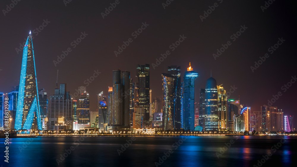 The skyline of Doha, Qatar during night The skyline of Doha, Qatar during night
