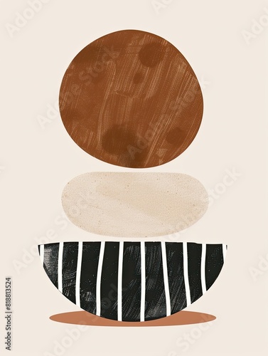 Scandinavian Stack: Abstract Print with Irregular Oval Shapes, Hygge Style, Minimalistic Design