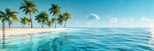 Idyllic Beach Scene with Palm Trees and Clear Waters  Perfect for a Tropical Vacation