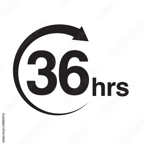 36 hours arrow timer icon vector illustration eps