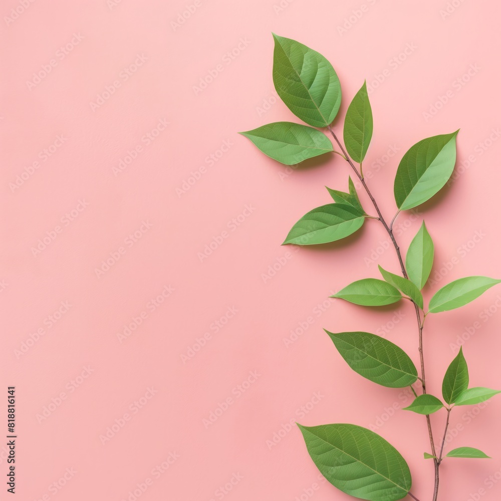 green leaves on pink background green leaves on pink background