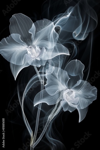 Ethereal Smoke Flowers on Black Background - Artistic Abstract Design