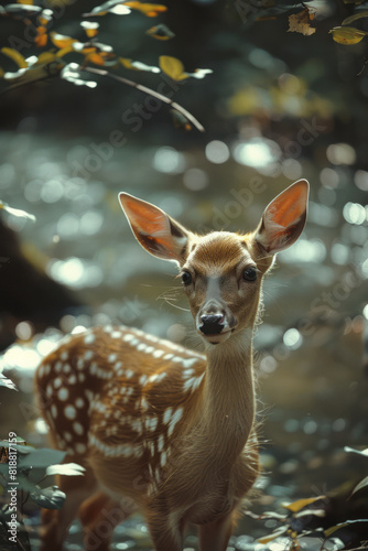 Artistic depiction of a deer with soft, fading streams of green and brown, illustrating its fading spirit and melancholy,