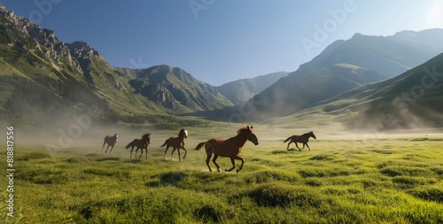 horses running in the mountains © Darya