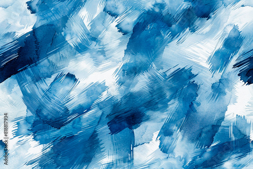 A blue and white background with brush strokes