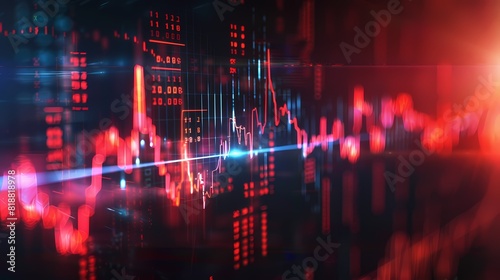 Visual depiction of stock market fluctuations resembling a heartbeat monitor, illustrating the heartbeat of the market, captured with realistic detail.