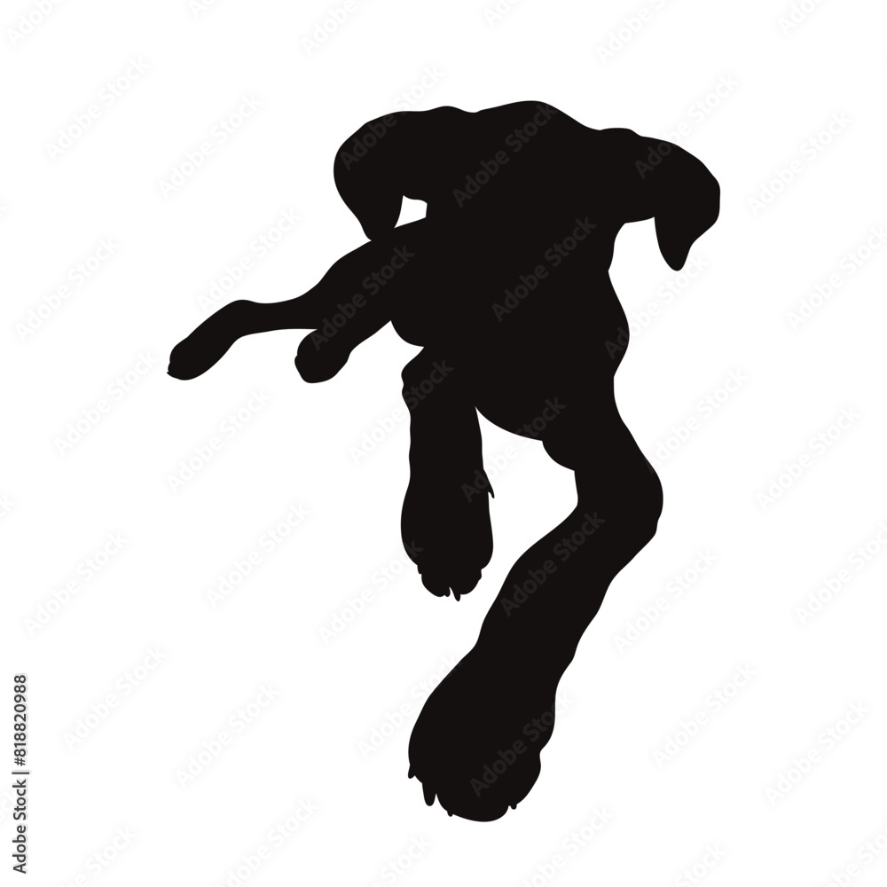 Obraz premium Vector silhouette of dog on white background. Symbol of pet and happy life.