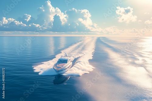 speedboat through the sea in sunlight photo