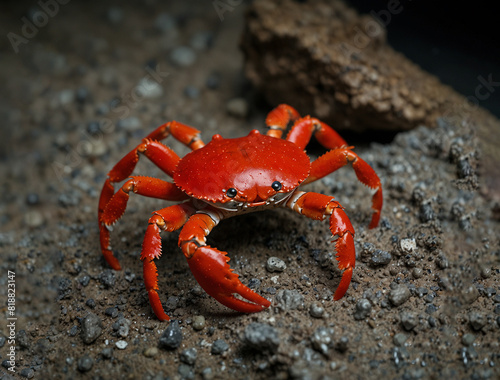Marvel at the beauty of red crabs on the beach photo